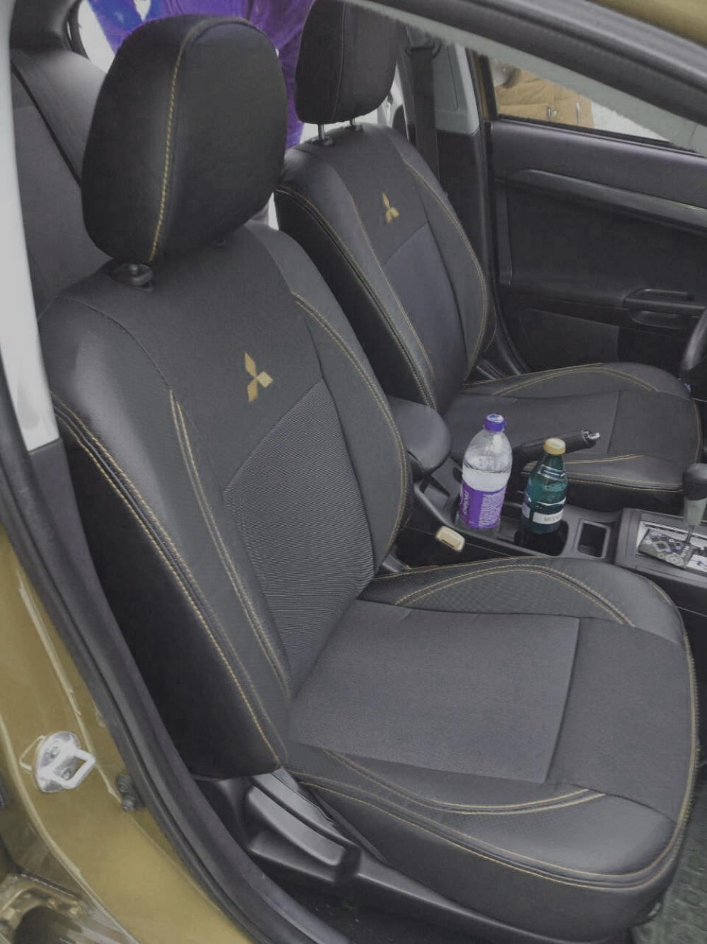 Модельные чехлы на сиденья с логотипом ZAZ Славута с 1999-2011 г кожзаменитель и автоткань - 34134